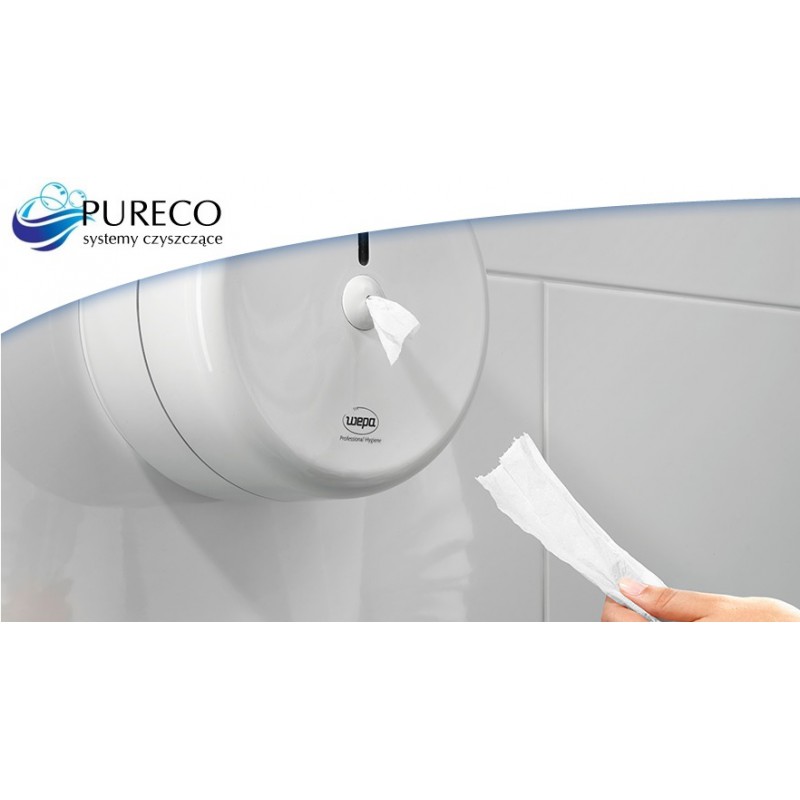Dozownik do łazienki biurowej CF2 Wepa do papieru toaletowego Jumbo centerfeed biały 331490 do centralnego dozowania - pureco.pl