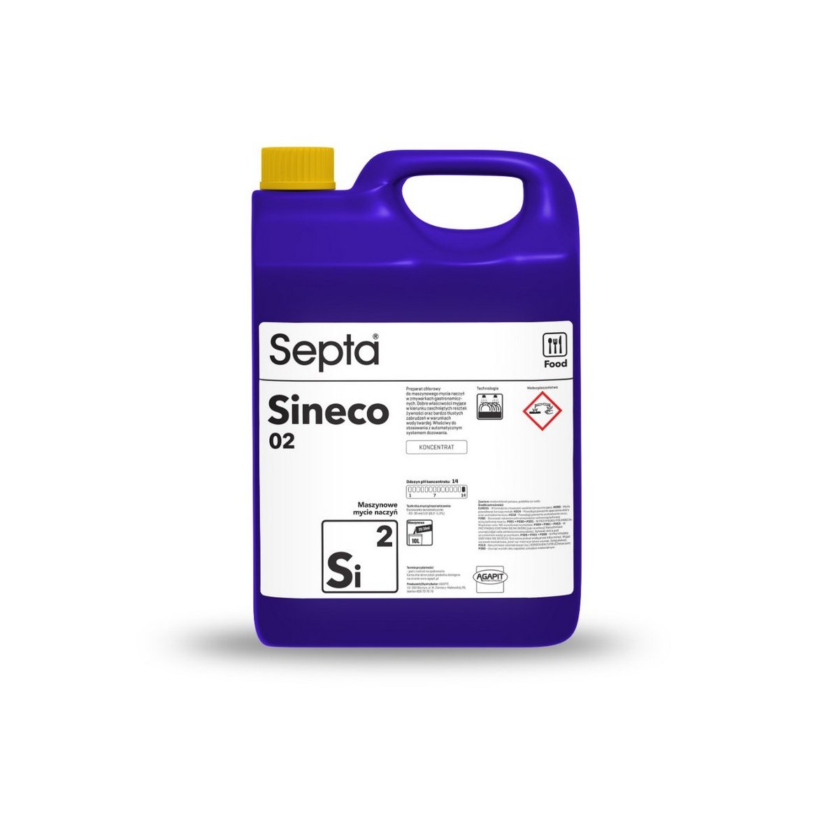 Septa Sineco 02 Si2 profesjonalny płyn do mycia naczyń w zmywarkach gastronomicznych woda twarda