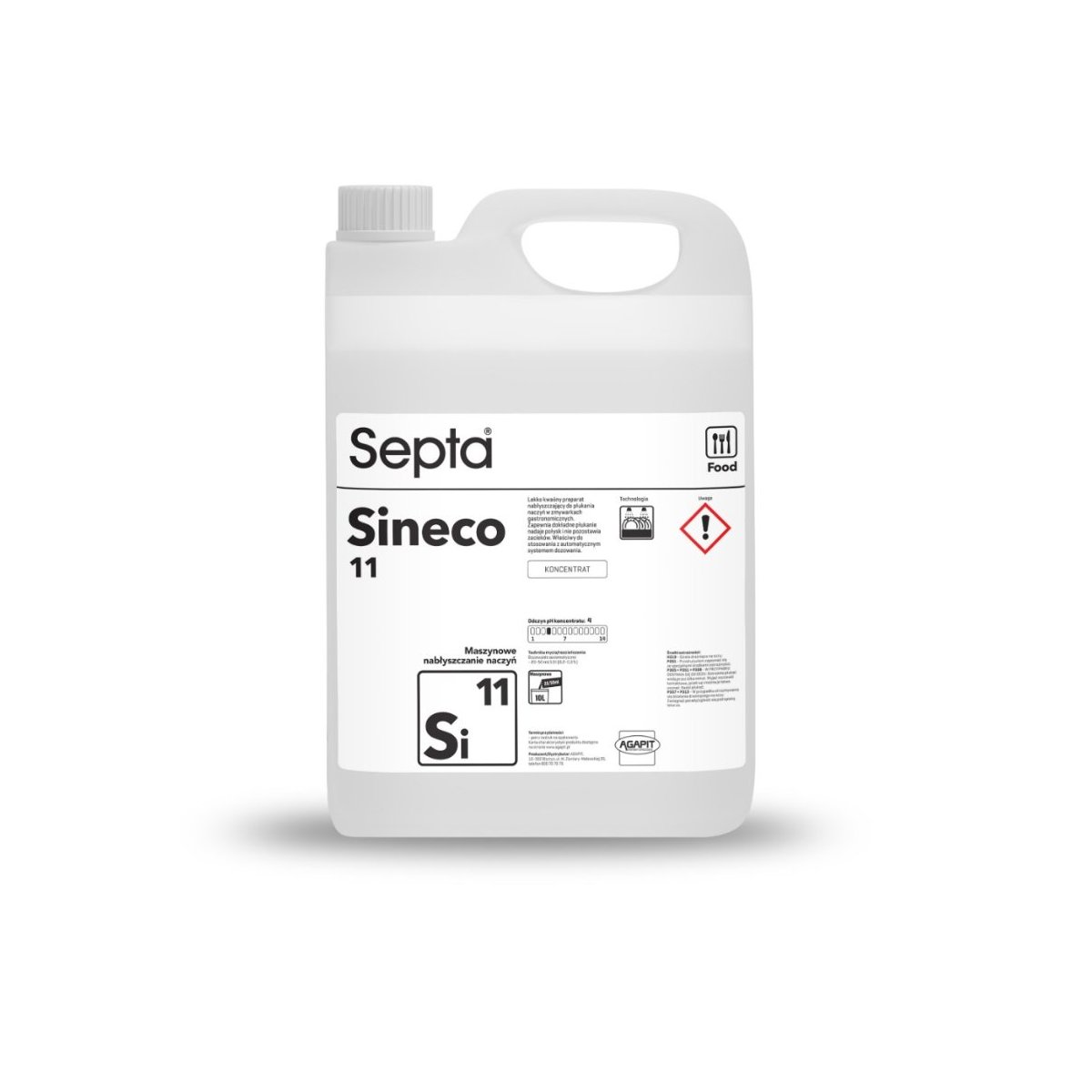 Septa Sineco 11 Si11 profesjonalny płyn do maszynowego nabłyszczania naczyń w zmywarkach gastronomicznych