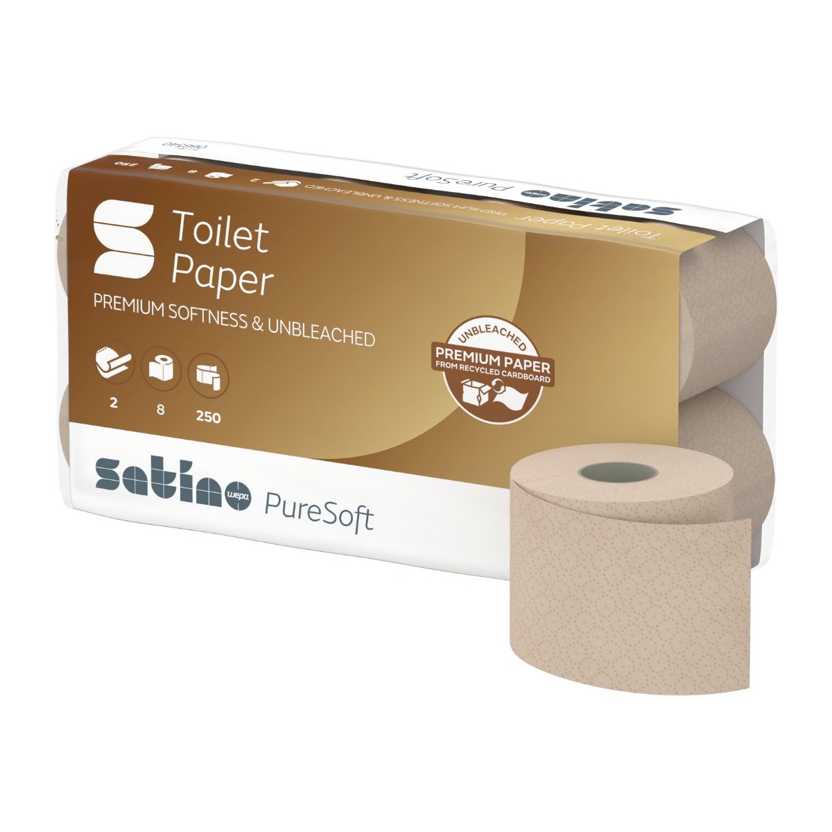 Papier toaletowy Satino Pure Soft mała rolka 2 warstwy 44 m 8/64 szt 066540 Pureco