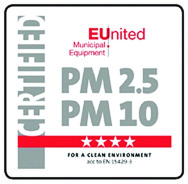 Certyfikat EUnited PM2.5 i PM10 z czterema gwiazdkami dla zamiatarki Egholm