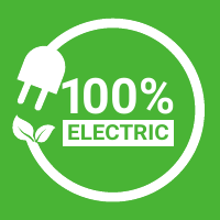 Ikona 100 % electric — wtyczka i liść